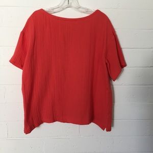 Eileen Fisher Cotton Gauze Short Sleeve Top XS